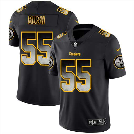Men Pittsburgh Steelers 55 Bush Nike Teams Black Smoke Fashion Limited NFL Jerseys
